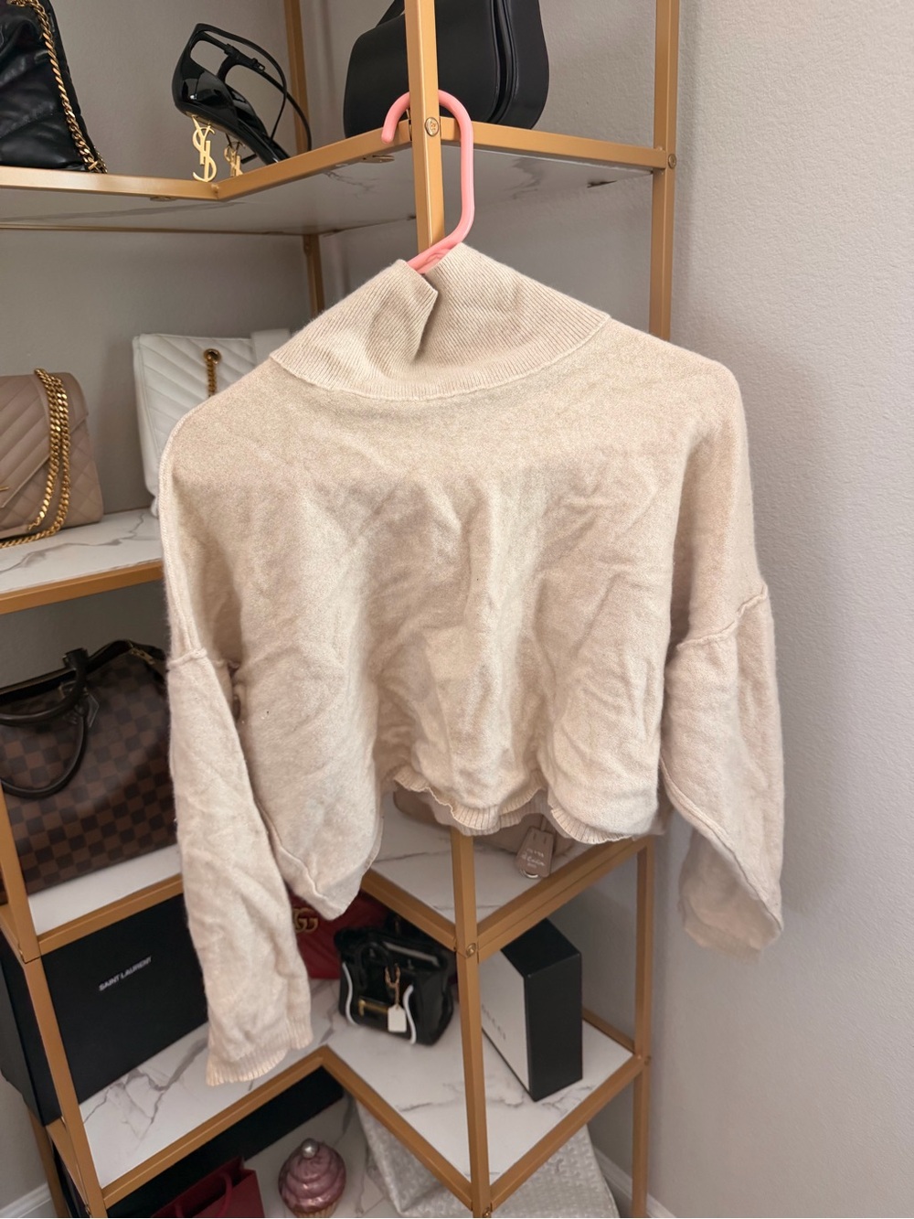 Free People Cashmere Cropped Turtleneck Sweater
